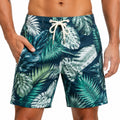 Costume da bagno uomo M in tessuto sintetico blu navy con stampa foglie e coulisse