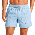 Costume da bagno uomo M in tessuto sintetico azzurro con stampa barche a vela