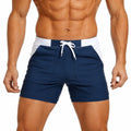 Costume da bagno uomo L blu navy e bianco con coulisse e tasche
