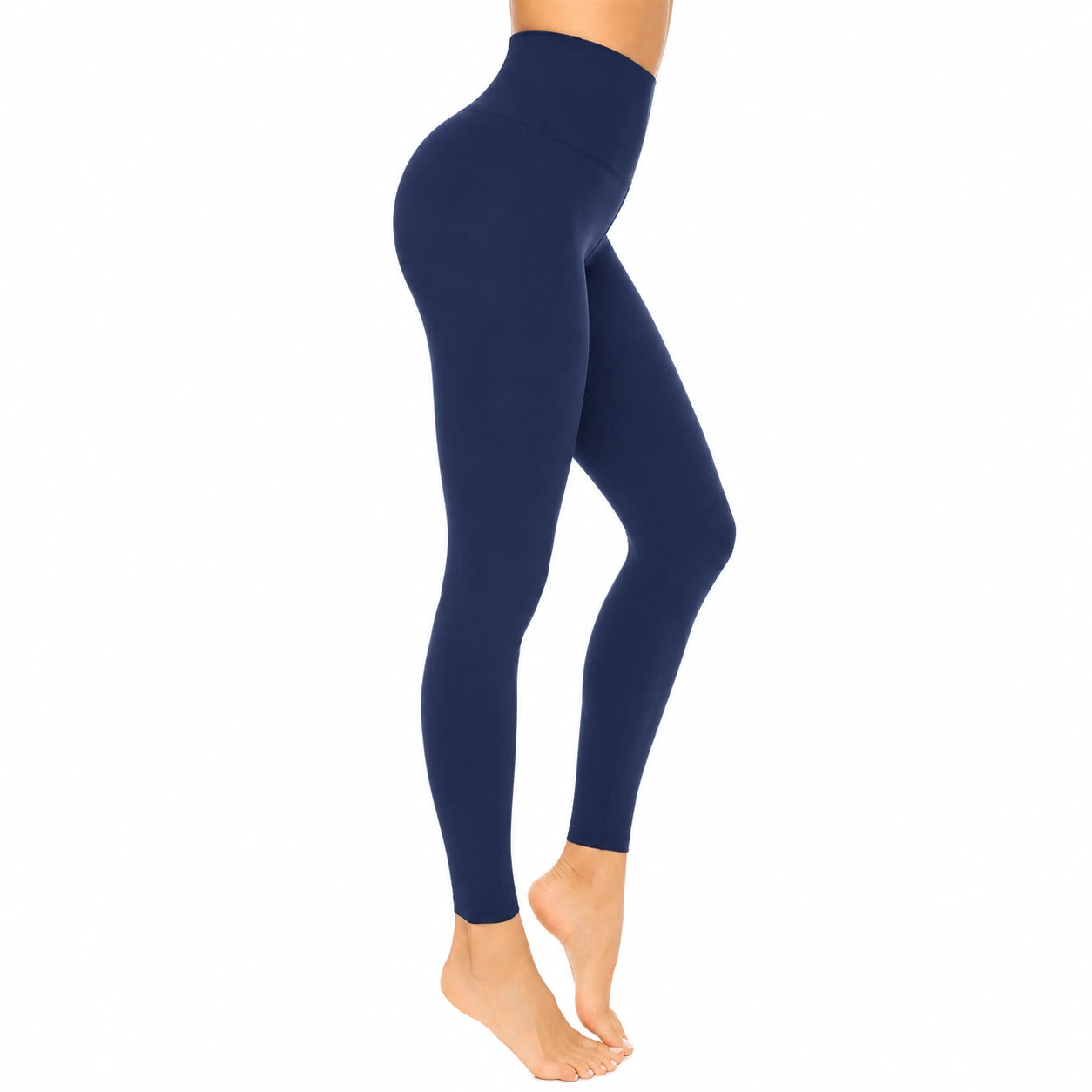 Leggings donna taglia S in tessuto elasticizzato blu navy a vita alta per fitness