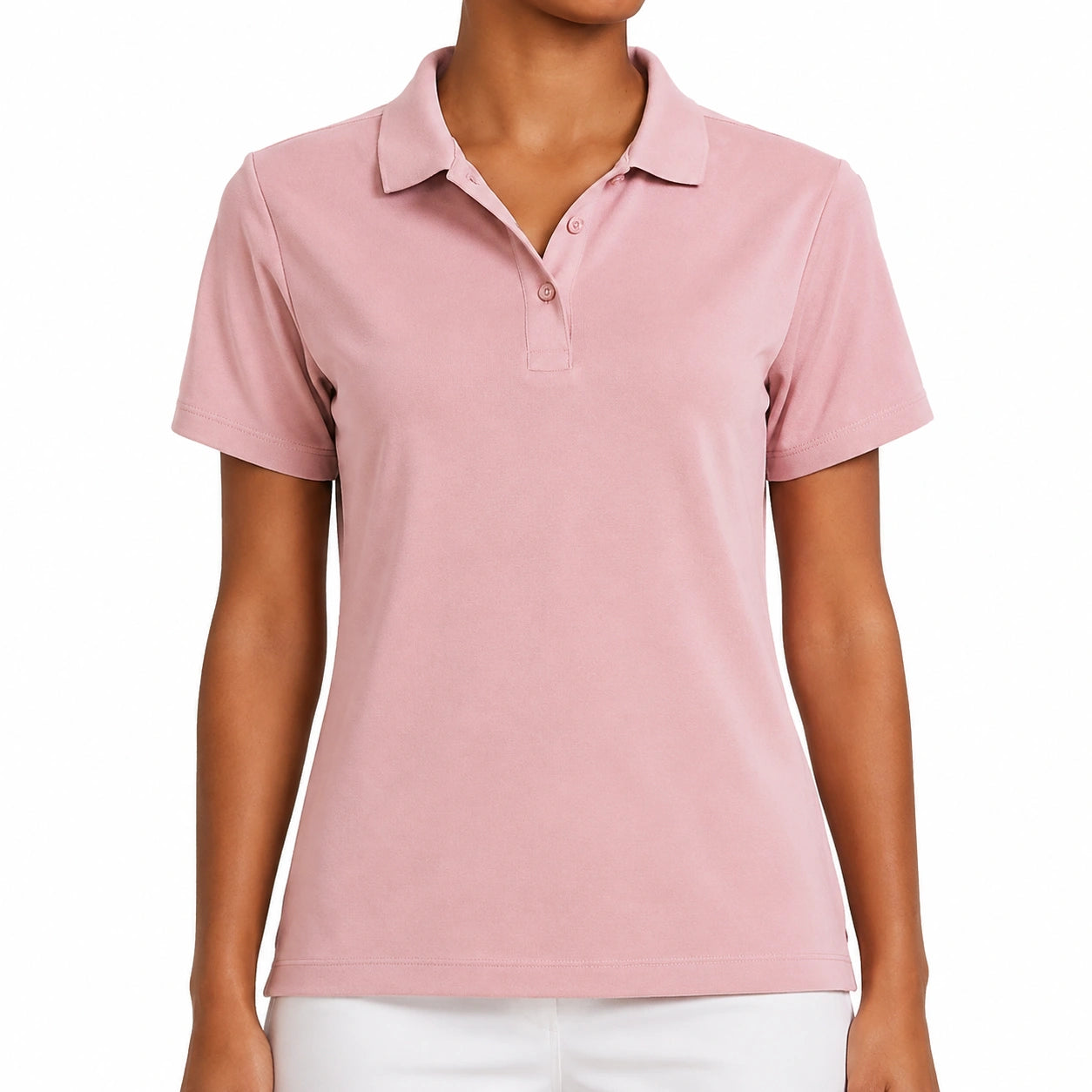 Polo da donna S in tessuto rosa a maniche corte stile casual