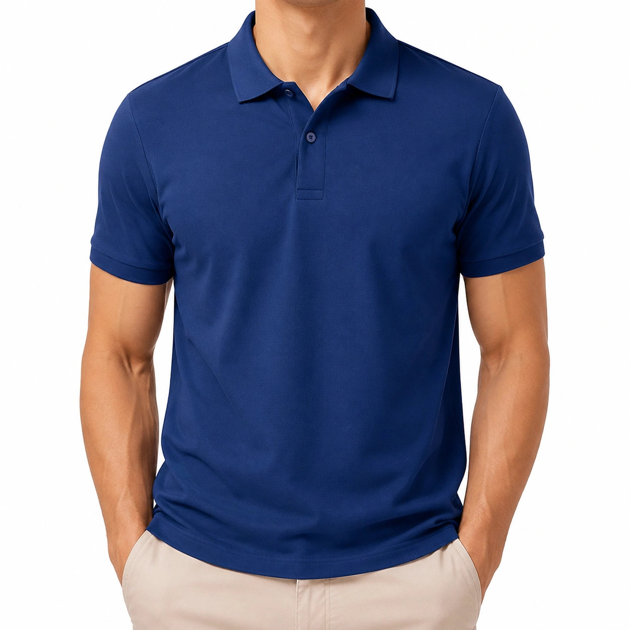 Polo da uomo taglia L in tessuto piqué blu navy a maniche corte stile casual