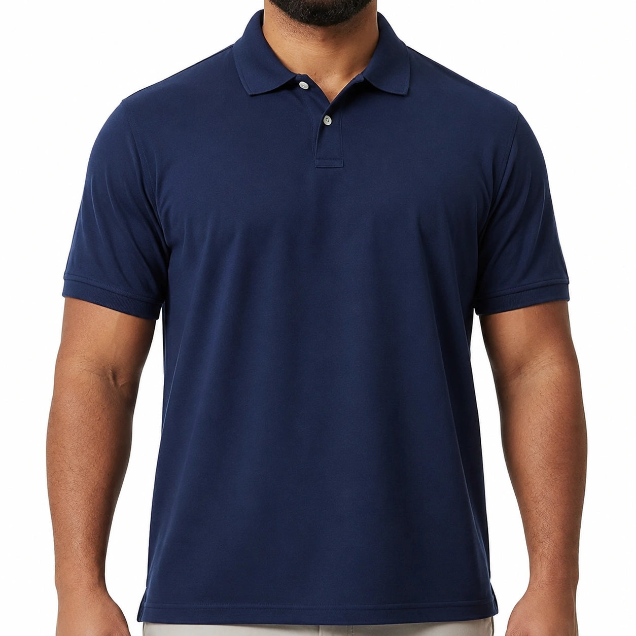 Polo da uomo taglia L blu navy a maniche corte in tessuto a maglia stile casual