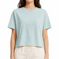 T-shirt donna L in tessuto celeste - vestibilità ampia casual
