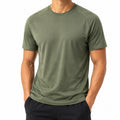 T-shirt uomo L verde oliva in tessuto a maglia fine - girocollo manica corta casual